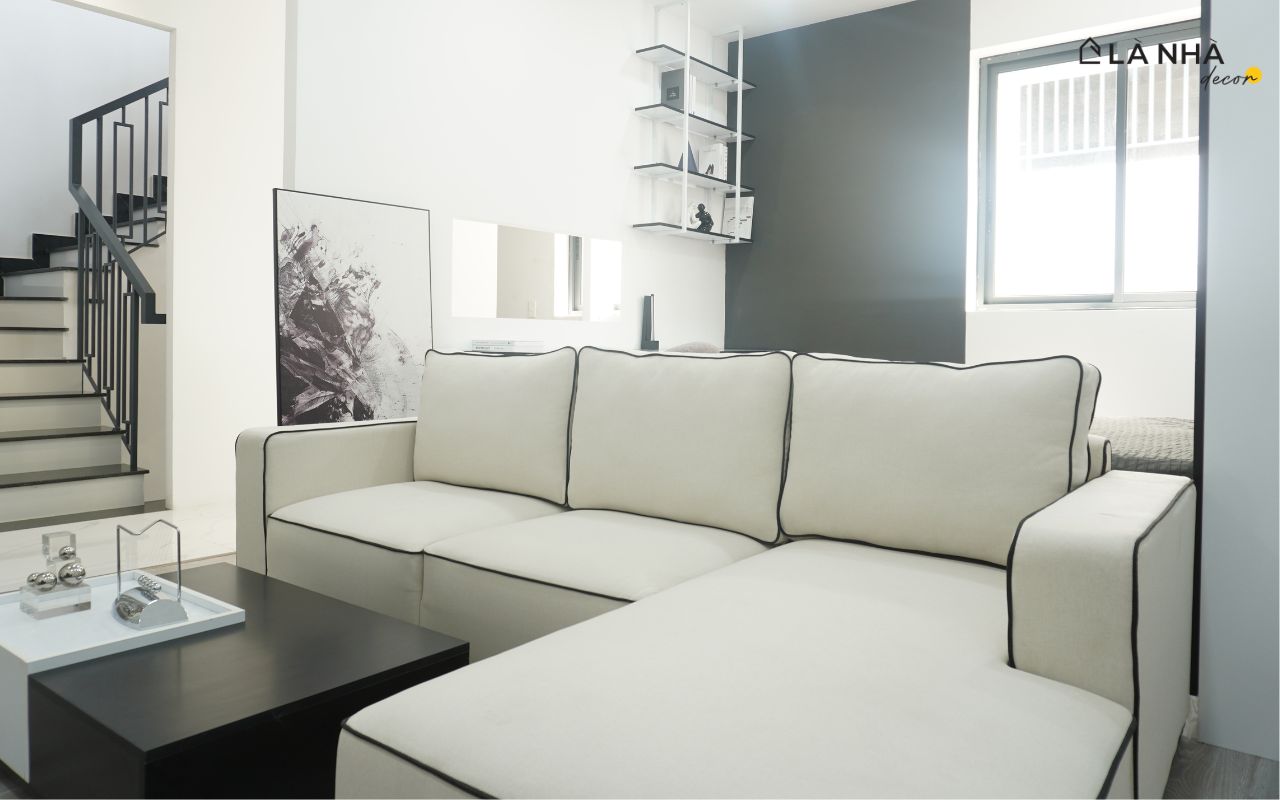 Sofa góc chữ L tiện nghi hiện đại cho phòng khách