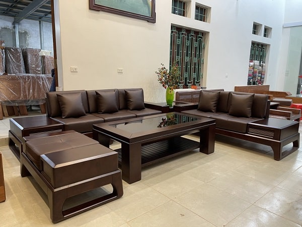 Sofa gỗ sồi góc chữ U hiện đại (Nguồn: Sưu tầm)